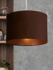 Searchlight Chocolate Truffle Velvet Drum Shade - Image 1 of 4