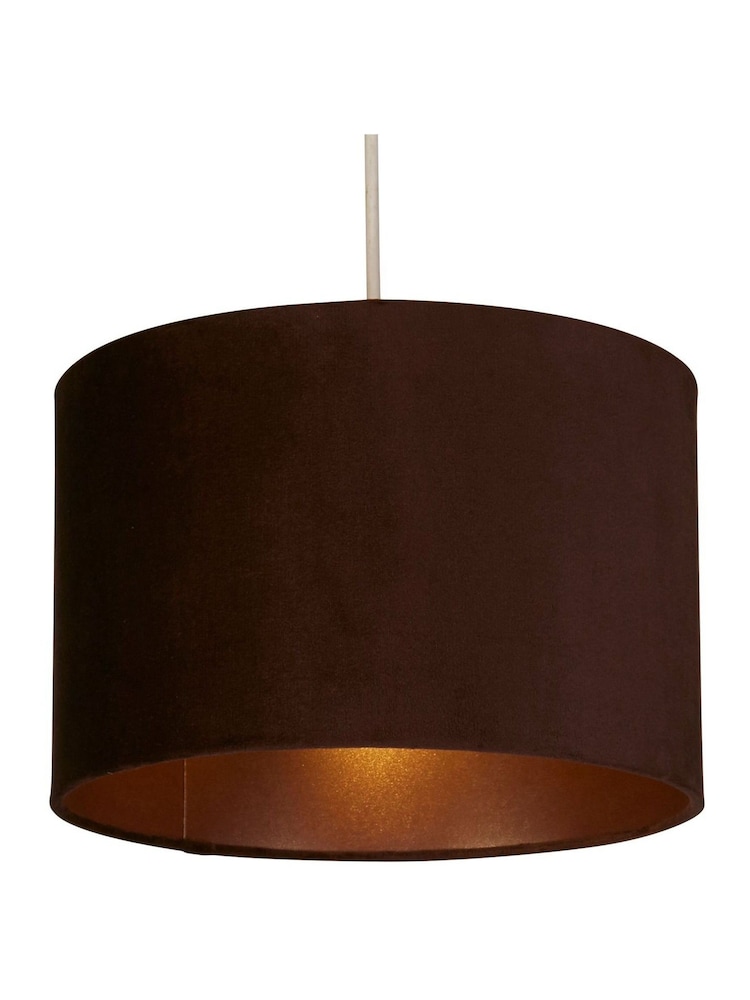 Searchlight Chocolate Truffle Velvet Drum Shade - Image 2 of 4