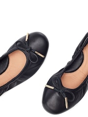 Moda in Pelle Freyani Bow Detail Elastic Leather Ballerinas - Image 4 of 4