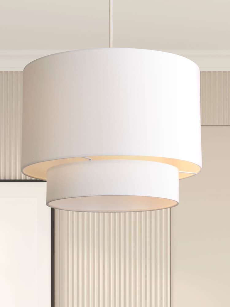 Searchlight White Arctic Drum Shade - Image 1 of 4