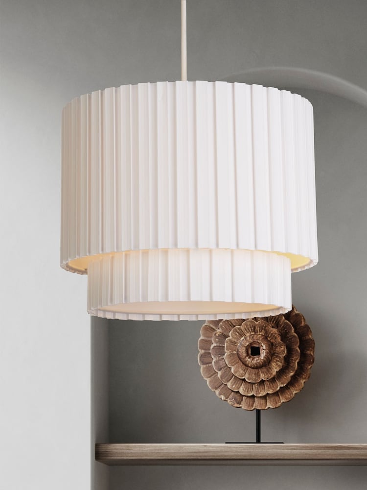 Searchlight White Alabaster Box Pleat Shade - Image 1 of 4