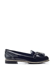 Moda in Pelle Evvaa Flat Slip on Tassle Leather Barrel Loafers - Image 1 of 4