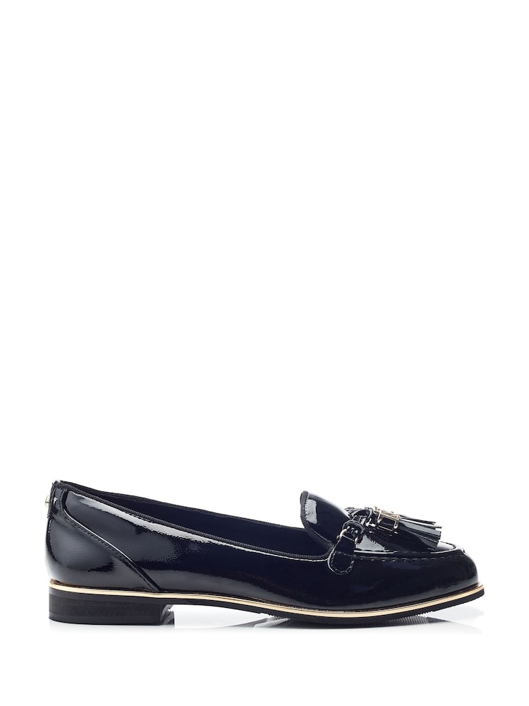 Moda in Pelle Evvaa Flat Slip on Tassle Leather Barrel Loafers - Image 1 of 4