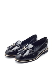 Moda in Pelle Evvaa Flat Slip on Tassle Leather Barrel Loafers - Image 2 of 4