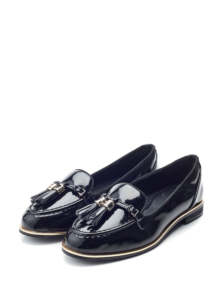 Moda in Pelle Evvaa Flat Slip on Tassle Leather Barrel Loafers - Image 2 of 4