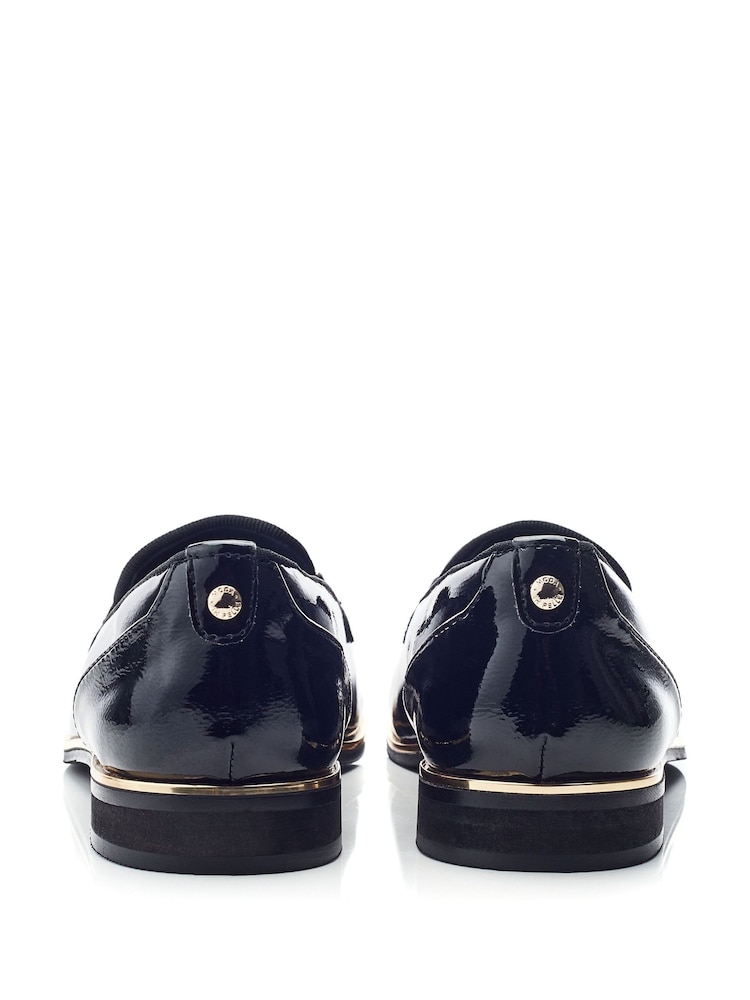 Antraciet zwart - Moda in Pelle Evvaa Flat Slip on Tassle Leather Barrel Loafers - Image 3 of 4