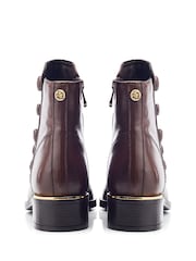Moda in Pelle Elita Buttoned Rouched Short Leather Boots - Image 4 of 4