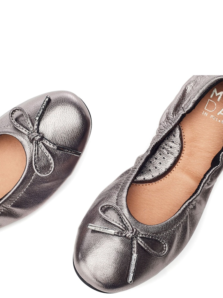 Moda in Pelle Freyani Bow Detail Elastic Leather Ballerinas - Image 4 of 4