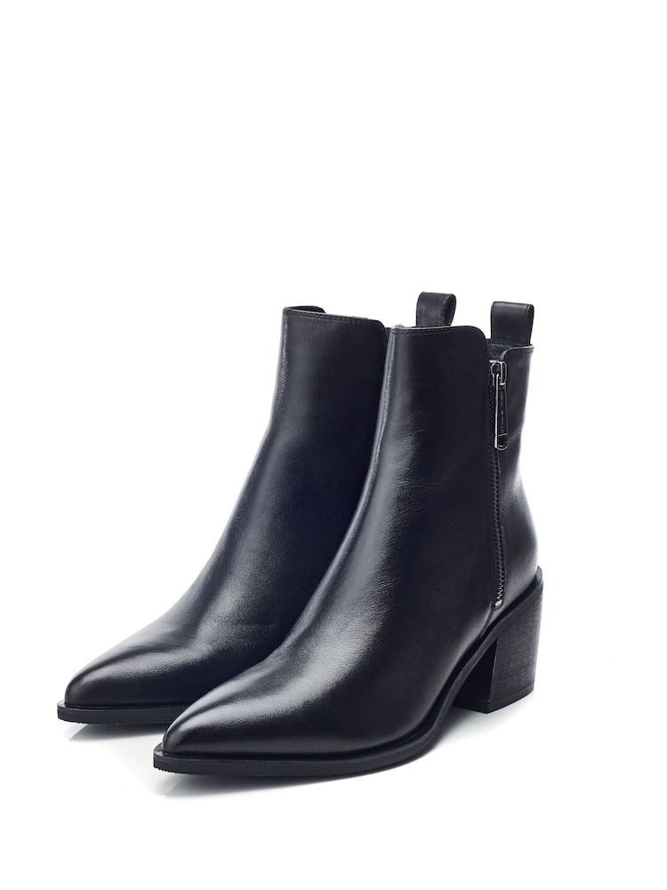 Moda in Pelle Perth Pointed Toe Zip Detail Leather Boots - Image 2 of 4