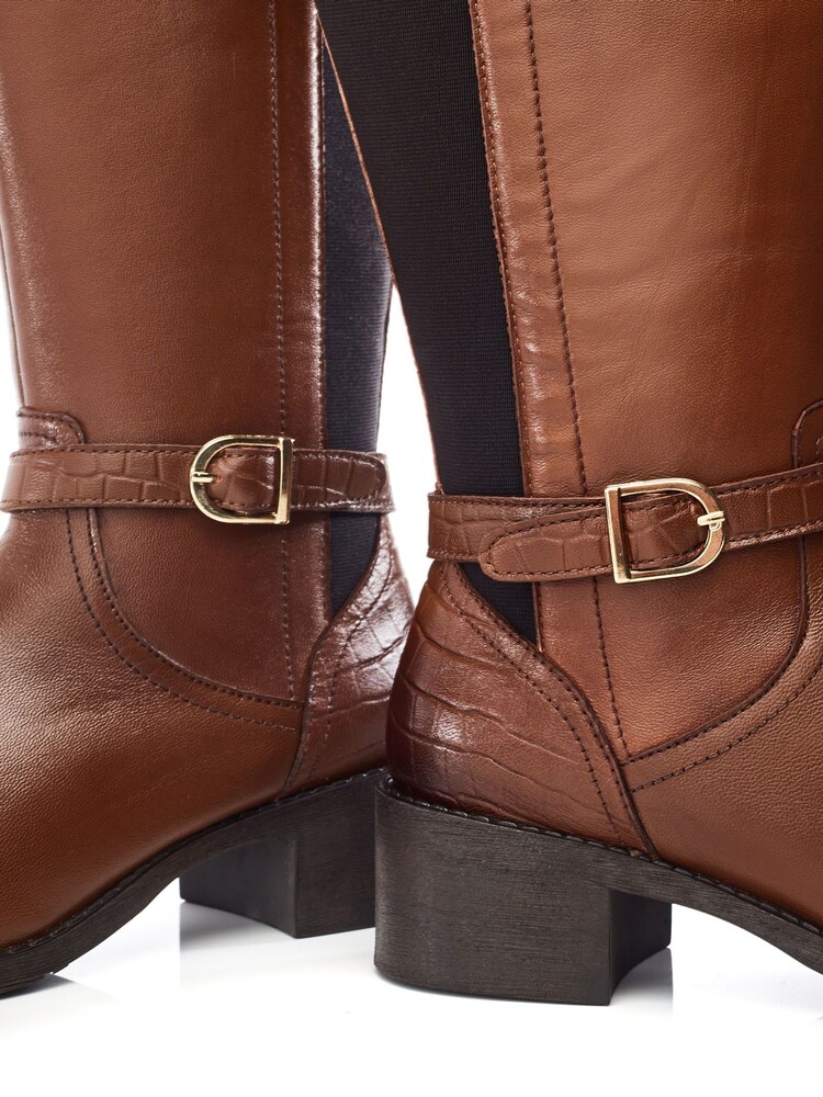 Moda in Pelle Radelle Buckle Detail Leather Riding Boots - Image 4 of 4