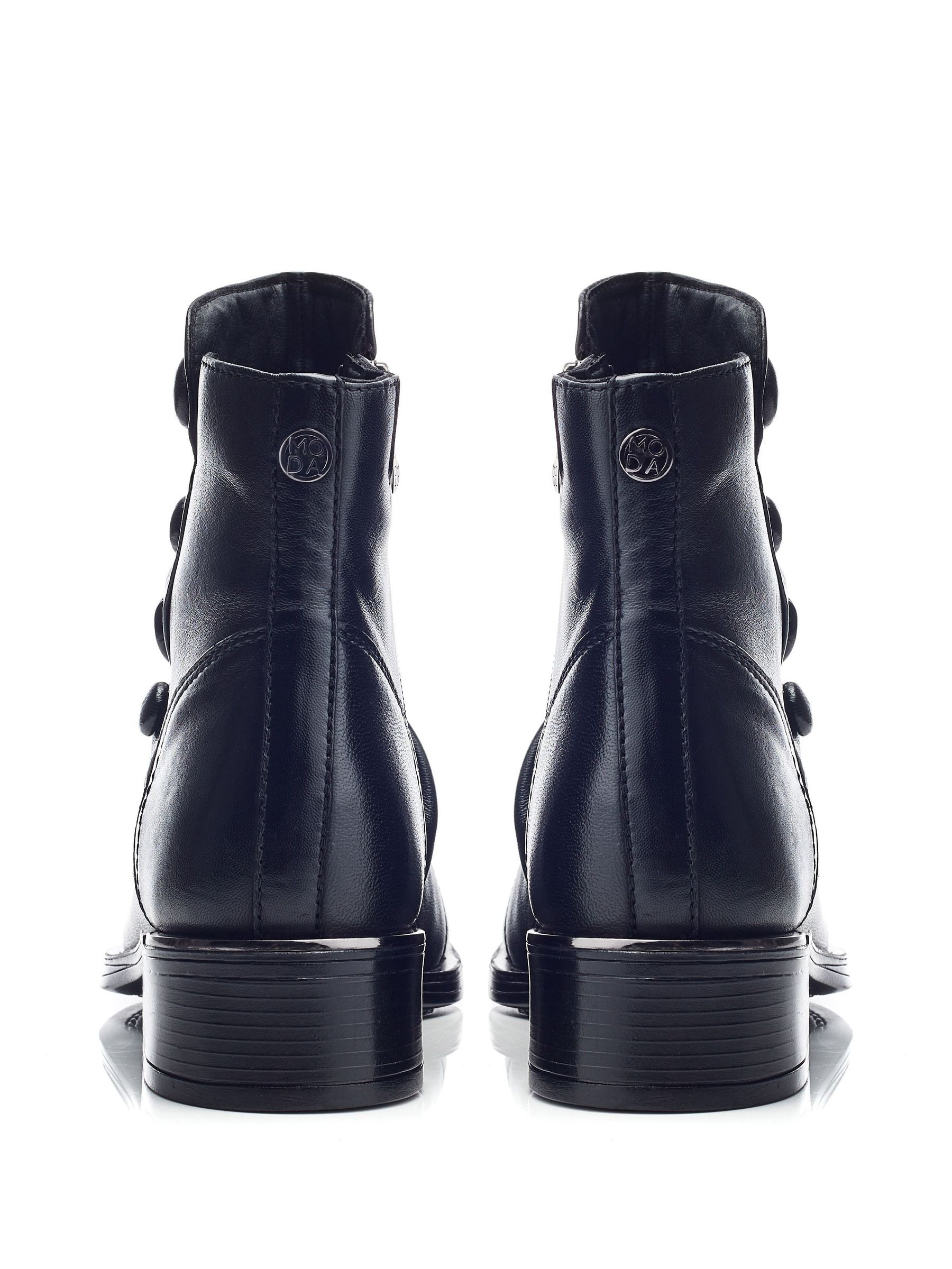 Buy Moda in Pelle Black Elita Buttoned Rouched Short Leather Boots from ...
