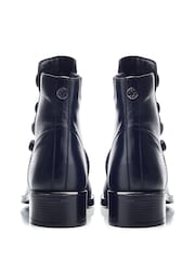 Moda in Pelle Elita Buttoned Rouched Short Leather Boots - Image 3 of 4