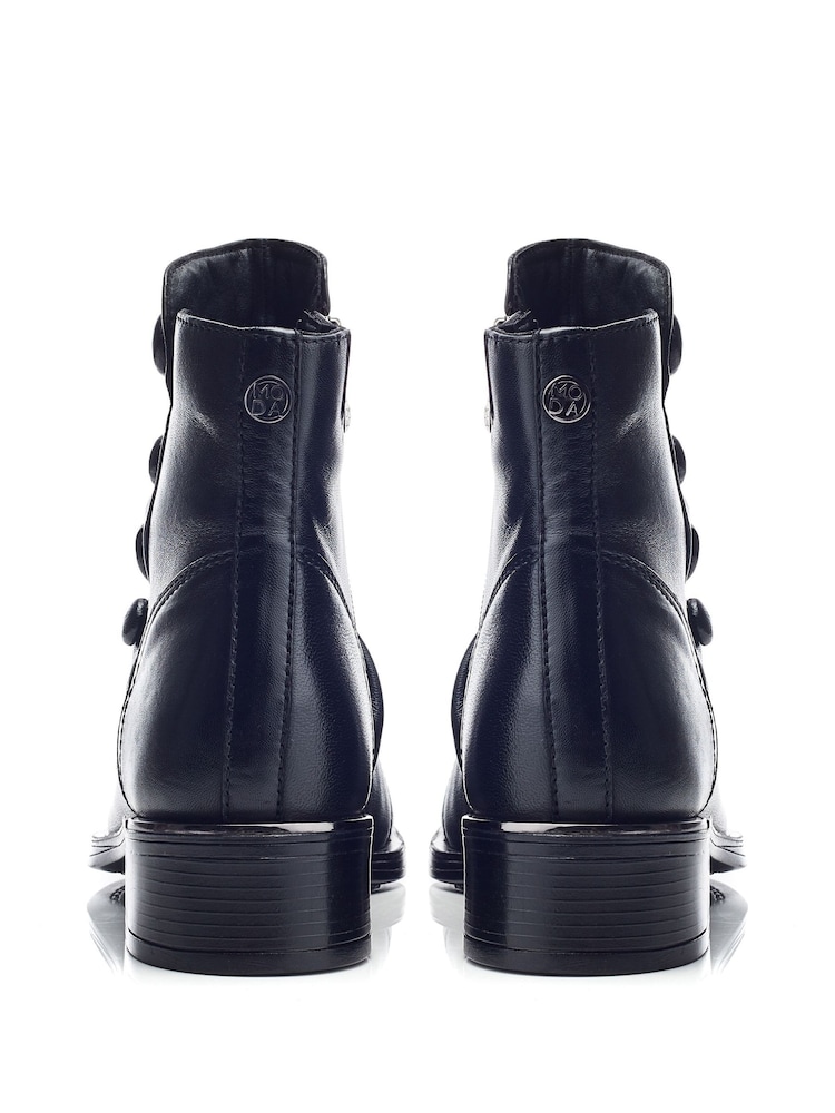 Moda in Pelle Elita Buttoned Rouched Short Leather Boots - Image 3 of 4