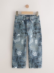 Graffiti All Over Print Mid Blue Wide Fit Authentic Jeans (3-16yrs) - Image 5 of 8