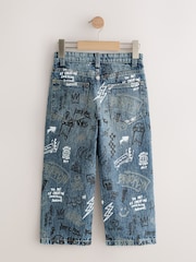 Graffiti All Over Print Mid Blue Wide Fit Authentic Jeans (3-16yrs) - Image 6 of 8