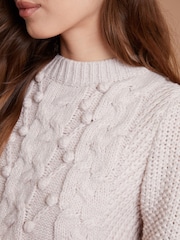 Another Sunday Cream Cable Bobble Detail Knitted Jumper - Image 4 of 4