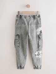 Grey Graffiti Cargo Jeans With Elasticated Waist (3-16yrs) - Image 2 of 4