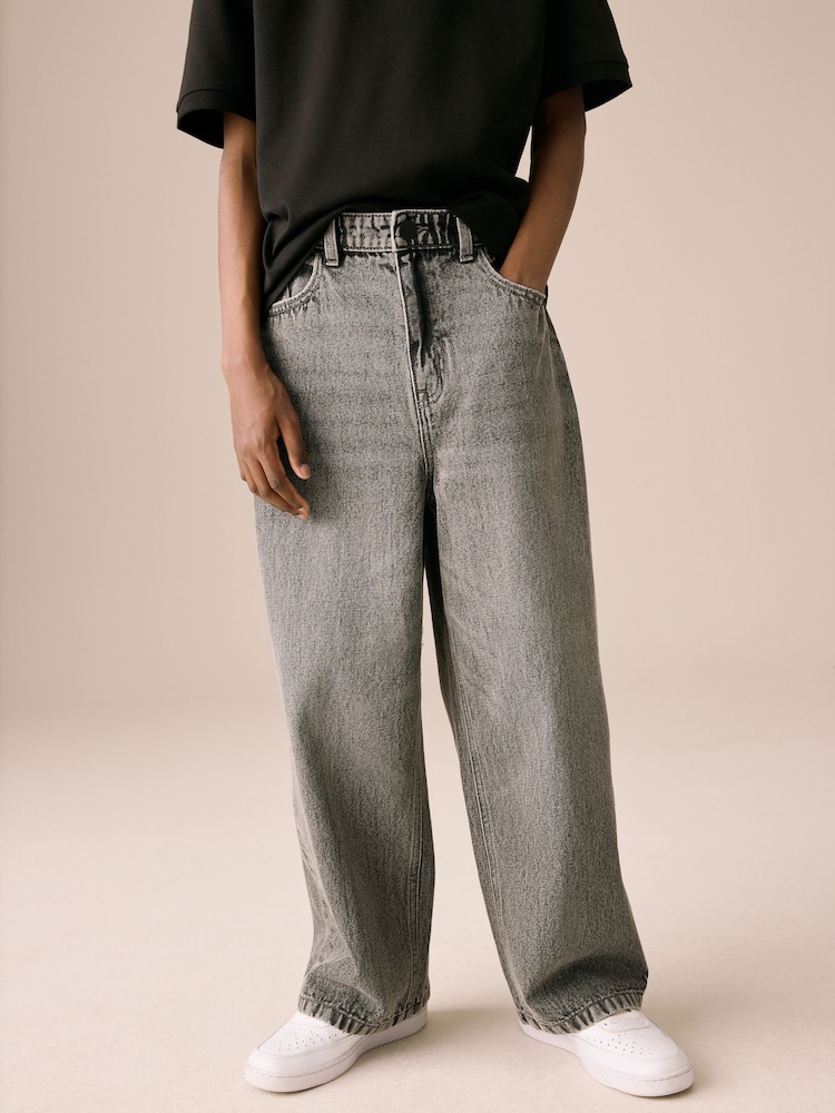 Dark Grey Super-wide Fit Authentic Jeans (3-16yrs) - Image 1 of 8 Dark Grey Super-wide Fit Authentic Jeans (3-16yrs) - Image 1 of 8