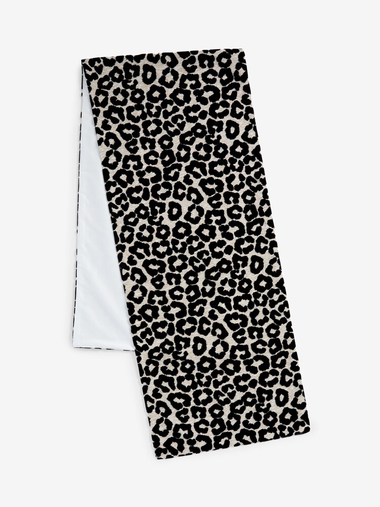 Black Leopard Print Velvet Table Runner - Image 4 of 4