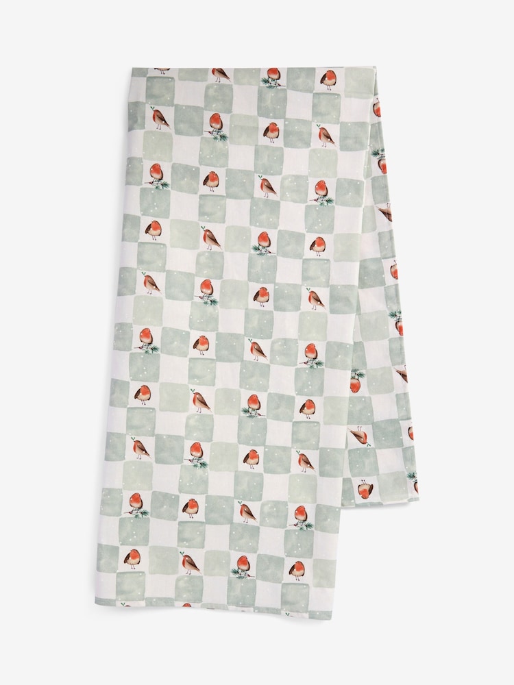 Sage Green Christmas Robin Wipe Clean Table Cloth - Image 4 of 4 Sage Green Christmas Robin Wipe Clean Table Cloth - Image 4 of 4