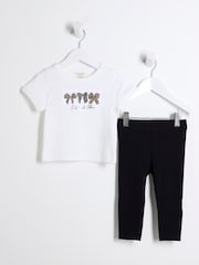 River Island White Girls Trio Bow 100% Cotton T-Shirt - Image 1 of 4