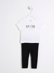 River Island White Girls Trio Bow 100% Cotton T-Shirt - Image 4 of 4