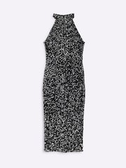 River Island Black Velvet Halter Sequin Detail Midi Dress - Image 5 of 7
