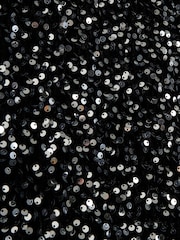 River Island Black Velvet Halter Sequin Detail Midi Dress - Image 6 of 7