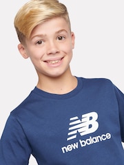 New Balance Light Blue Kids Jersey Stacked 100% Cotton Logo T-Shirt - Image 4 of 8
