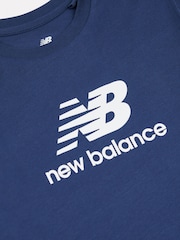 New Balance Light Blue Kids Jersey Stacked 100% Cotton Logo T-Shirt - Image 8 of 8