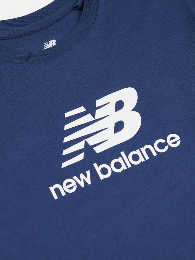 New Balance Light Blue Kids Jersey Stacked 100% Cotton Logo T-Shirt - Image 8 of 8