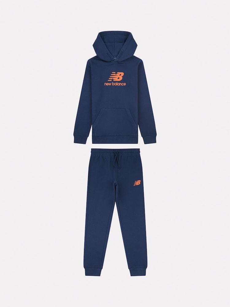Azul marino - New Balance Boys Brush Back Stacked Logo Hoodie Set - Imagen 1 de 5