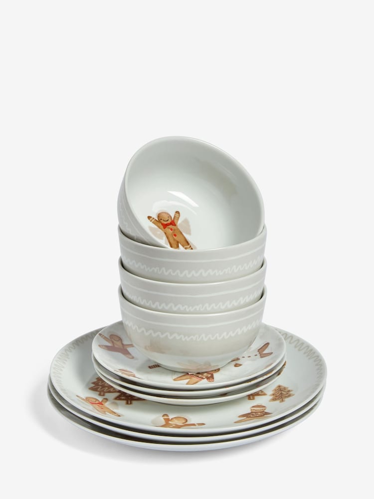 12 Piece Natural Christmas Gingerbread Dinner Set - Image 4 of 4 12 Piece Natural Christmas Gingerbread Dinner Set - Image 4 of 4
