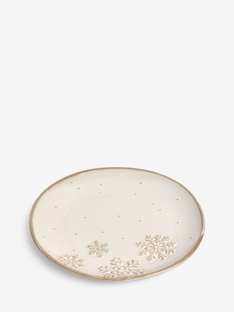 Set of 2 Natural Christmas Snowflake Side Plates - Image 4 of 4