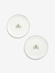 Set of 2 Green Christmas Tree Side Plates - Image 1 of 1