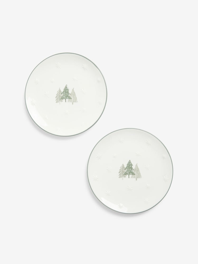 Set of 2 Green Christmas Tree Side Plates - Image 1 of 1