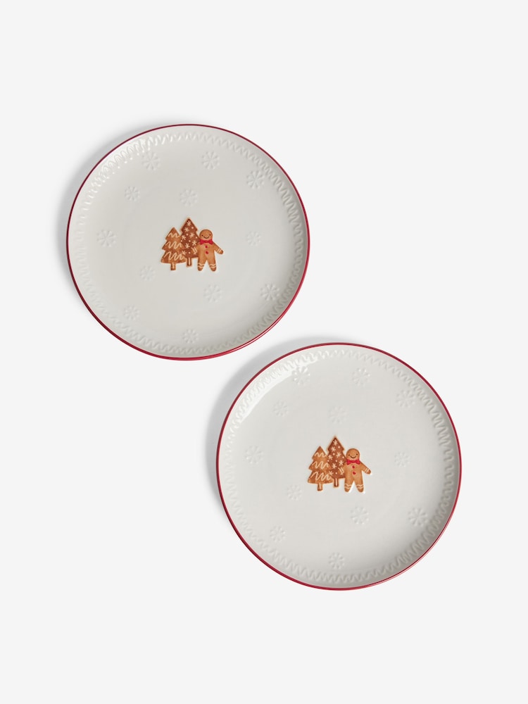 Set of 2 Natural Christmas Gingerbread Side Plates - Image 1 of 1 Set of 2 Natural Christmas Gingerbread Side Plates - Image 1 of 1