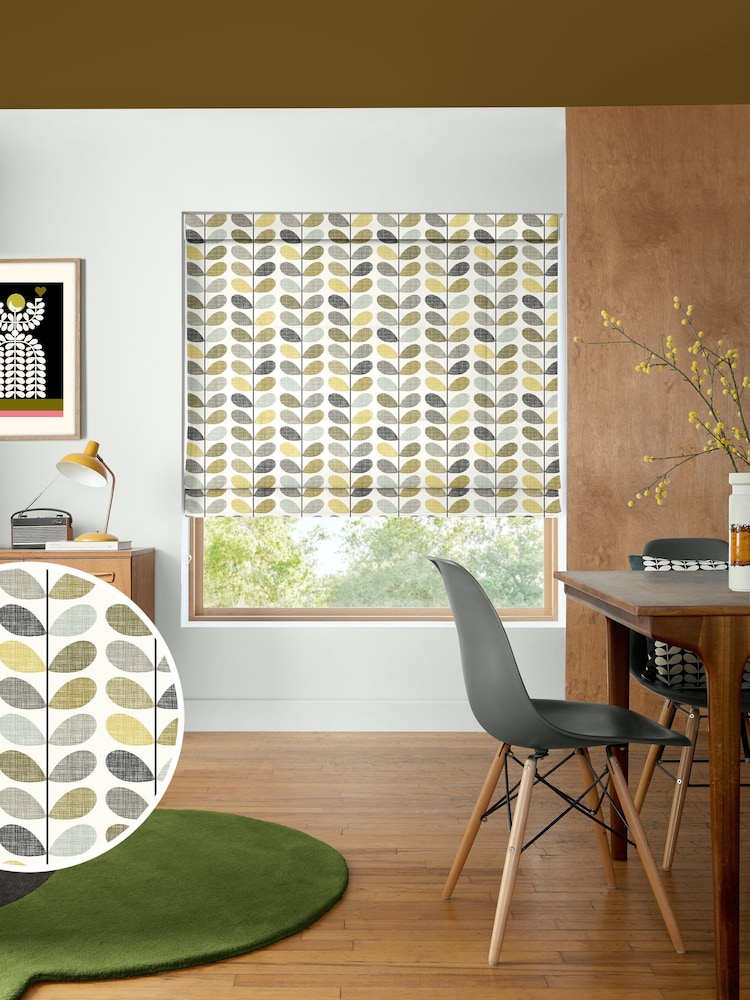 Orla Kiely Seagrass and Duckegg Blue Scribble Stem Made to Measure 100% Cotton Roman Blind - Image 1 of 6