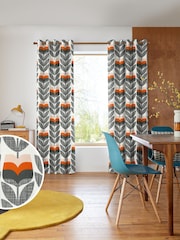Orla Kiely Orange Rose Bud Made to Measure 100% Cotton Curtains - Image 1 of 9