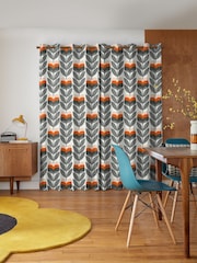 Orla Kiely Orange Rose Bud Made to Measure 100% Cotton Curtains - Image 2 of 9