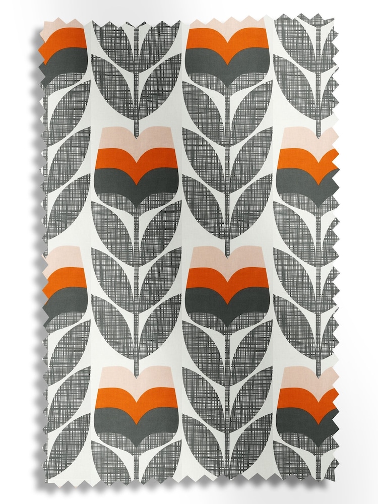 Orla Kiely Orange Rose Bud Made to Measure 100% Cotton Curtains - Image 9 of 9