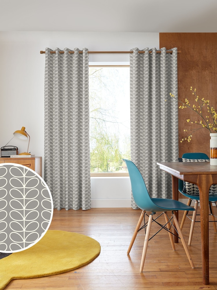 Orla Kiely Silver Linear Stem Made to Measure Curtains - Image 1 of 10