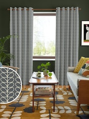 Orla Kiely Cool Grey Linear Stem Made to Measure 100% Cotton Curtains - Image 1 of 9
