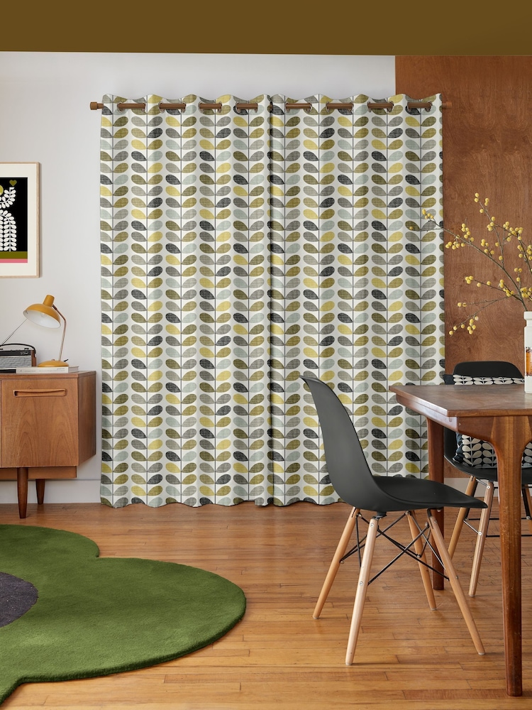 Orla Kiely Seagrass and Duckegg Blue Scribble Stem Made to Measure 100% Cotton Curtains - Image 2 of 9