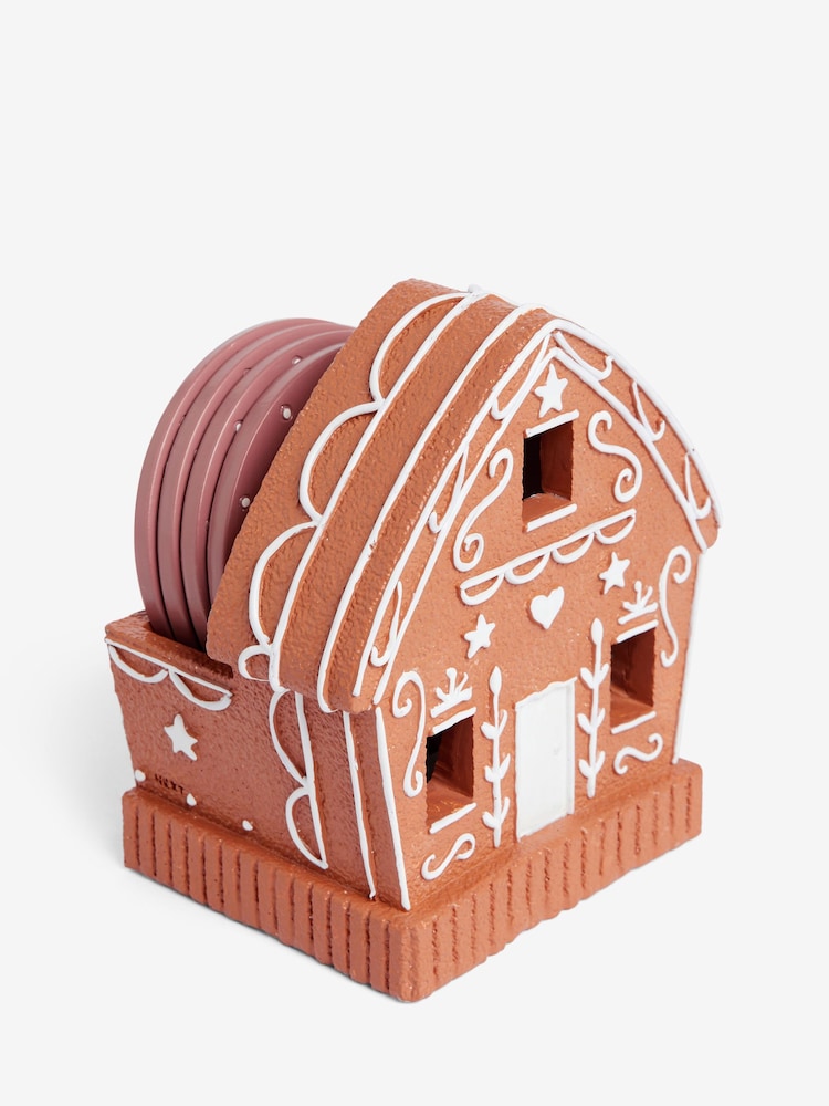 Set of 4 Natural Gingerbread Light Up Coasters - Image 1 of 3