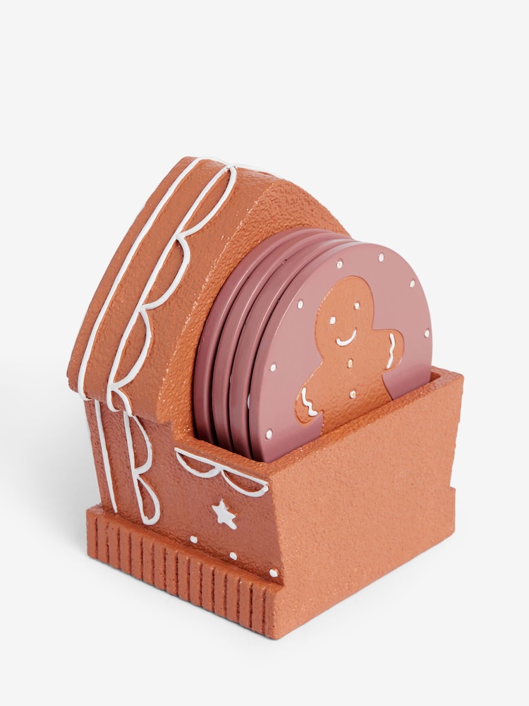 Set of 4 Natural Gingerbread Light Up Coasters - Image 2 of 3
