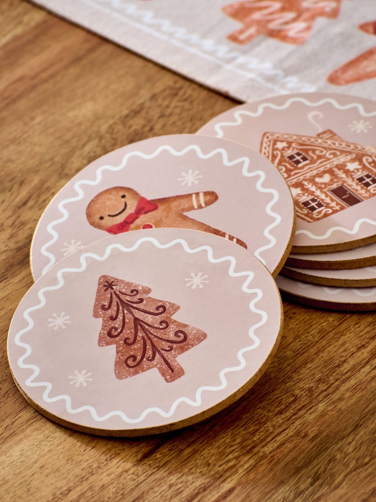 Set aus 6 weihnachtlichen Lebkuchen-Korken-Untersetzern - Bild 2 von 4