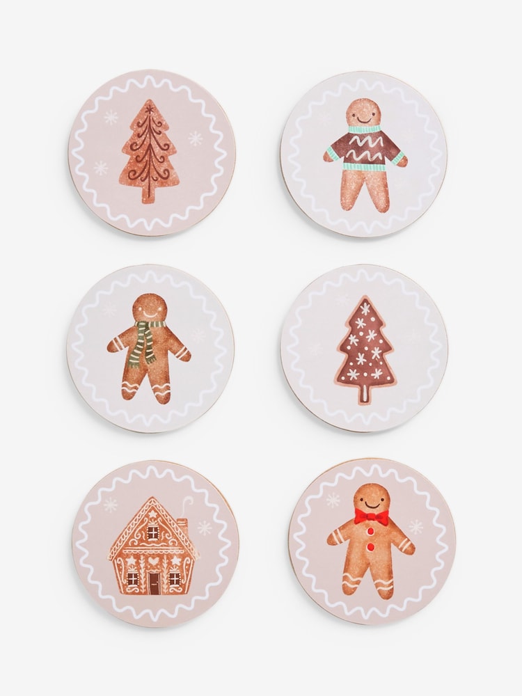 Set aus 6 weihnachtlichen Lebkuchen-Korken-Untersetzern - Bild 4 von 4