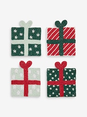 Set of 4 Green Christmas Present Beaded Coasters - Image 3 of 3