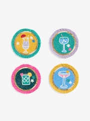 Set of 4 Multi Cocktail Fringed Beaded Coasters - Image 3 of 3
